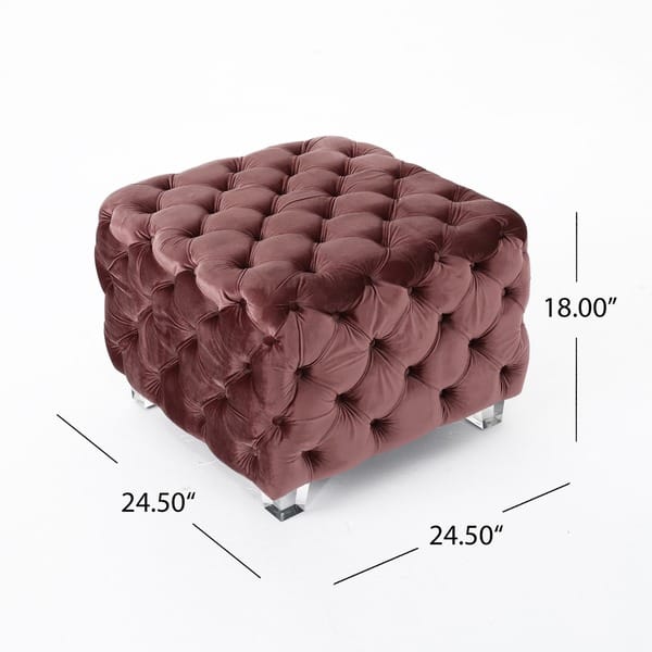 Laszlo Tufted Velvet Square Ottoman Stool By Christopher Knight Home On Sale Overstock 17801710