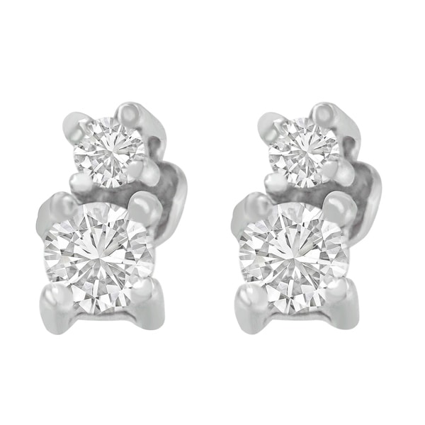 14k White Gold 0 25 Ct Tdw Double Diamond Stud Earrings H I Tdw Double Diamond Stud Earrings H I Si2