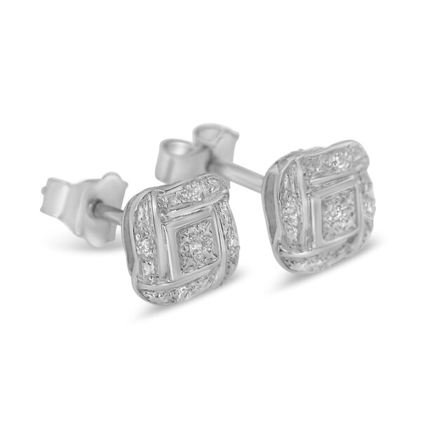 Sterling Silver 0.25ct TDW Diamond Miracle Set Cluster Square Earrings