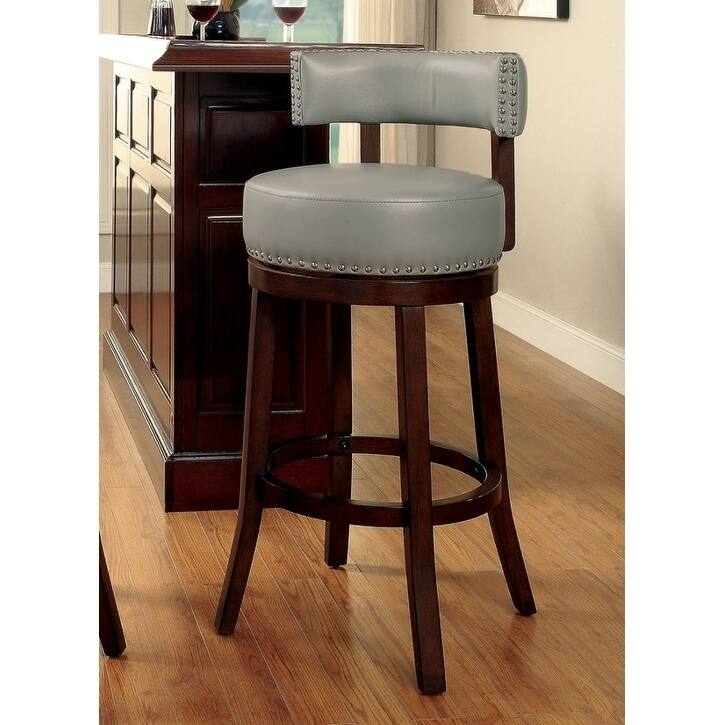 Shirley 29" Barstool Withpu Cushion, Gray Finish, Set of 2