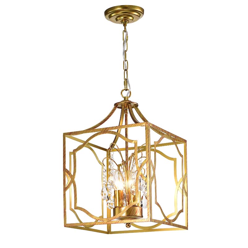 Warehouse of Tiffany Carimid Antique Gold-tone Leaf 15-inch 4-light Square Pendant Chandelier