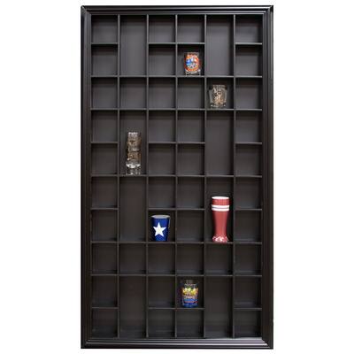 17x32 Wall Mounted Curio and Shot Glass Display Case with Glass Door, Black