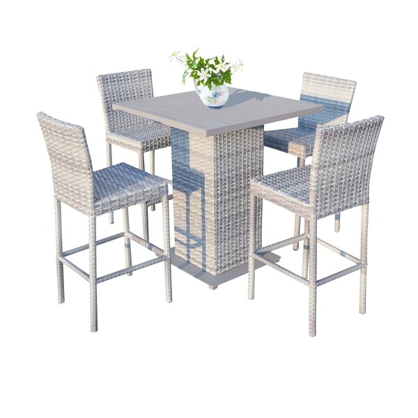 Catamaran Outdoor Patio Wicker Pub Table With 4 Bar Stools Catamaran Outdoor Patio Wicker Pub Table With 4 Bar Stools