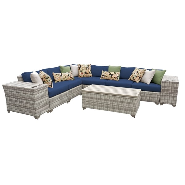 Shop Catamaran 9-Piece Outdoor Patio Wicker Sectional with ... Shop Catamaran 9-Piece Outdoor Patio Wicker Sectional with ... on Safavieh Outdoor Living Granton 5 Pc Living Set id=30981