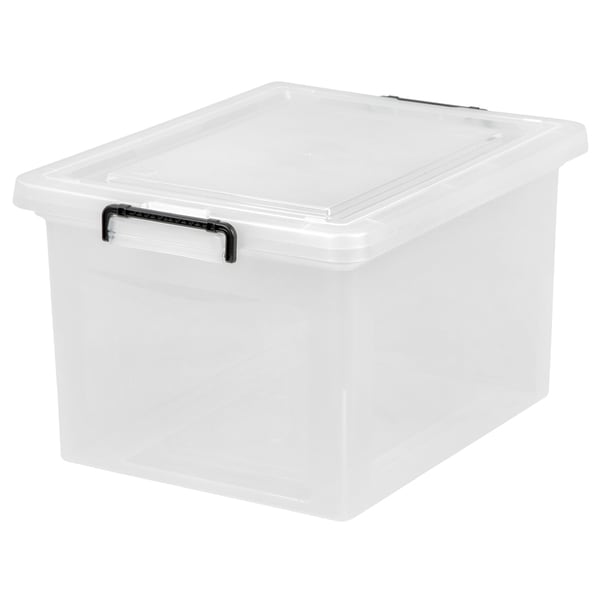 IRIS Letter/Legal File Box with Buckles, 6 Pack, Clear
