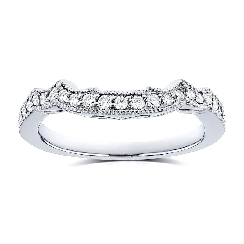 Annello by Kobelli 14K White Gold 1/5 Carat TDW Diamond Milgrain Contour Wedding Ring