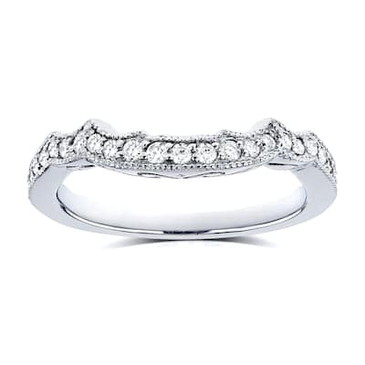 Annello by Kobelli 14K White Gold 1/5 Carat TDW Diamond Milgrain Contour Wedding Ring