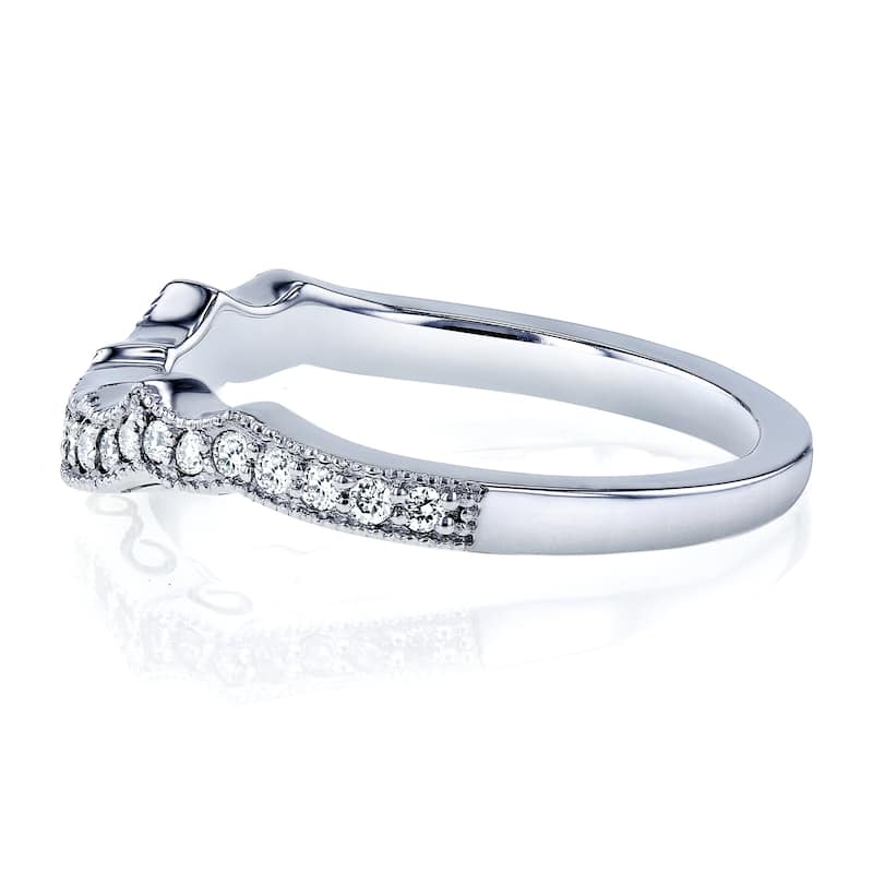 Annello by Kobelli 14K White Gold 1/5 Carat TDW Diamond Milgrain Contour Wedding Ring
