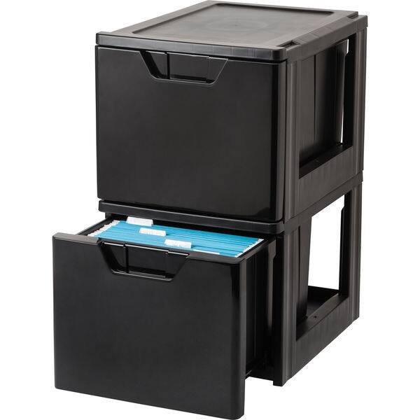 Shop Iris Stacking File Storage Drawer 2 Pack Black Free