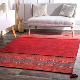 Nuloom Contemporary Flatweave Handmade Diamond Bands Solid Area Rug