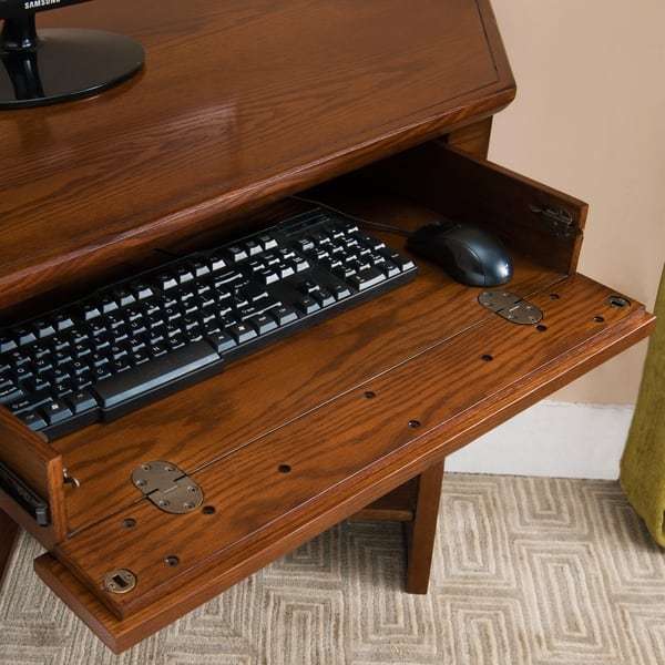 Shop Leick Furniture Rustic Oak Slate Corner Computer Writing