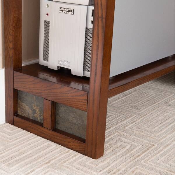 Shop Leick Furniture Rustic Oak Slate Corner Computer Writing Desk Overstock 17804988