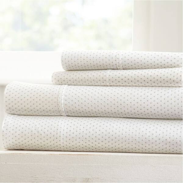 Becky Cameron Ultra-soft Printed 4-pc. Deep Pocket Bedsheet Set - Full - stippled-light gray