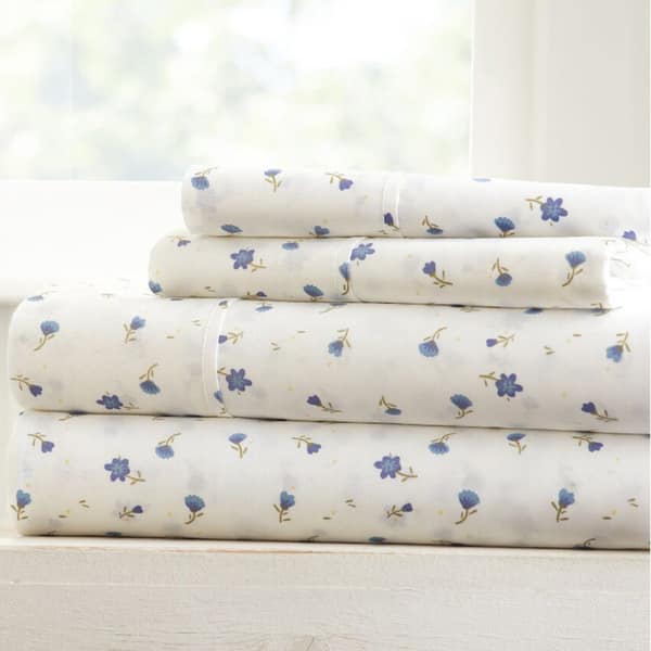 Becky Cameron Ultra-soft Printed 4-pc. Deep Pocket Bedsheet Set - Twin - soft floral-light blue