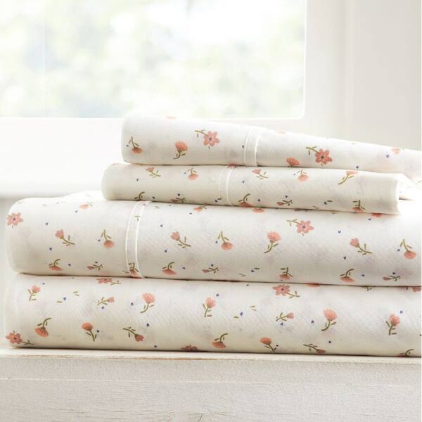 Becky Cameron Ultra-soft Printed 4-pc. Deep Pocket Bedsheet Set - King - soft floral-pink