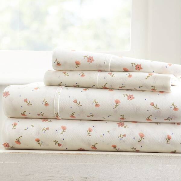 Becky Cameron Ultra-soft Printed 4-pc. Deep Pocket Bedsheet Set - Full - soft floral-pink