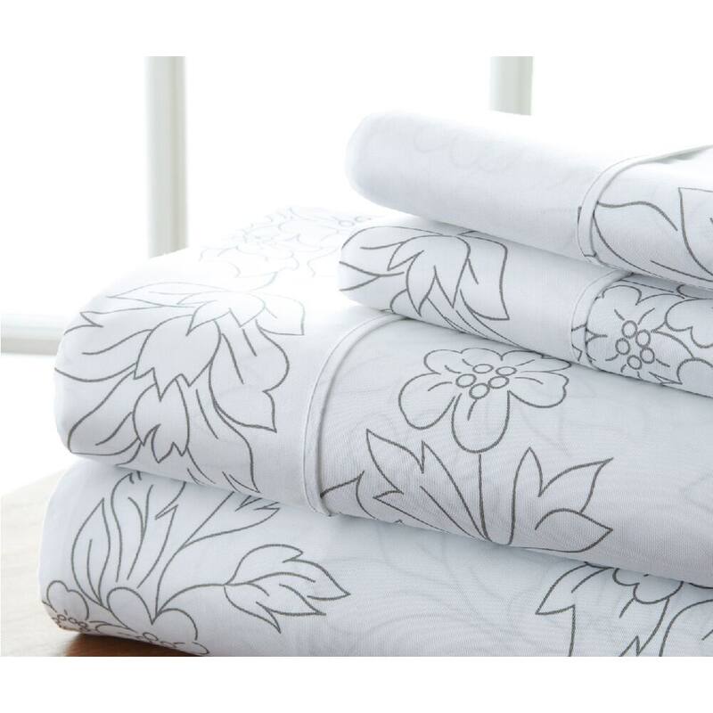 Becky Cameron Ultra-soft Printed 4-pc. Deep Pocket Bedsheet Set - Twin - vine-gray