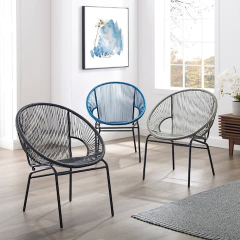 Corvus Sarcelles Woven Wicker Patio Chairs (Set of 2)