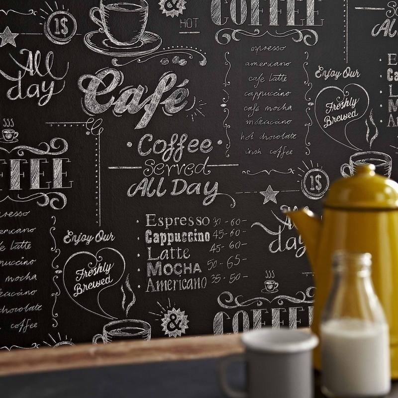 Coffee Shop Black/ White Wallpaper