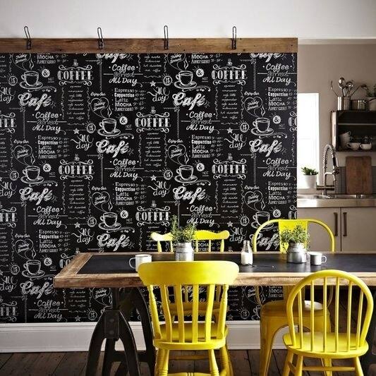 Coffee Shop Black/ White Wallpaper