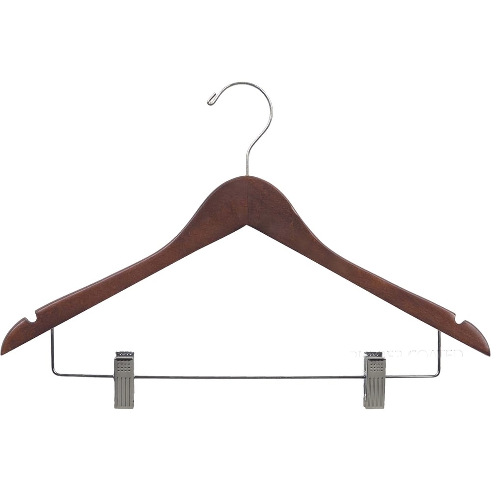 Quality Wooden Clothes Hangers with Flat Chrome Hook in Natural