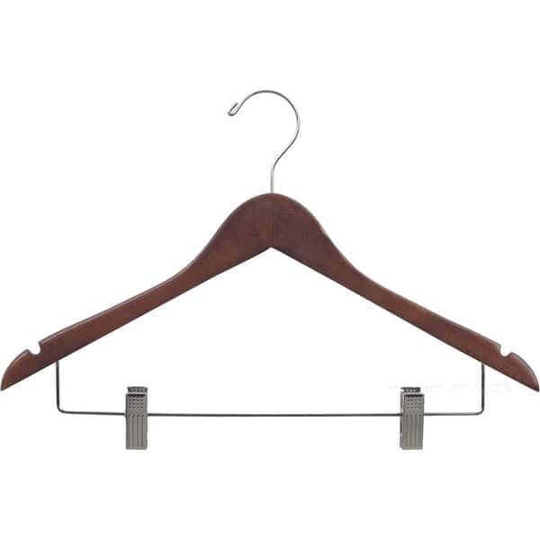 Rubberized Wood Combo Hangers w/ Walnut Finish & Adjustable Cushion ...