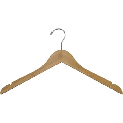 Bamboo Top Hanger, Eco-Friendly 17 Inch Flat Wooden Hangers with Lacquer Finish & Chrome Swivel Hook