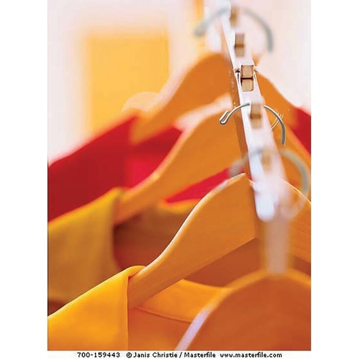 Rubberized Wooden Suit Hanger with Natural Finish and Solid Wood Bar, 17 Inch Flat Rubber Coated with Chrome Hook & Notches