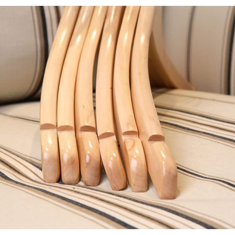 Curved Wooden Top Hanger with Natural Finish, 1/2 Inch Thick Hangers with Chrome Swivel Hook & Notches For Hanging Straps