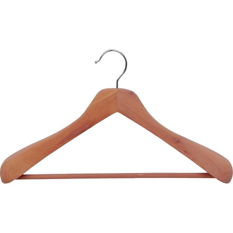 Large Cedar Suit Hanger, Unfinished Contoured, 2 Inch Wide Shoulder