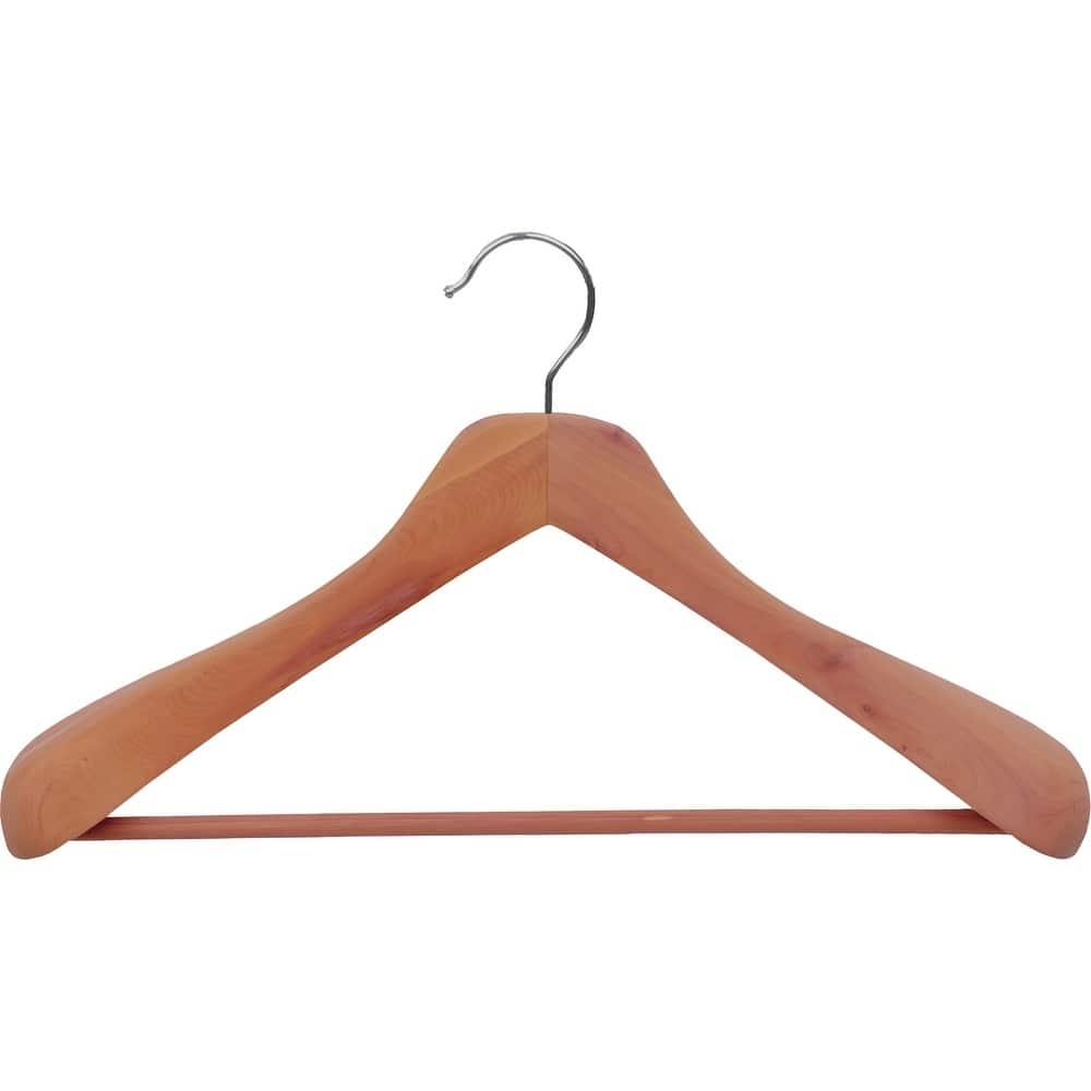 Large Cedar Suit Hanger, Unfinished Contoured, 2 Inch Wide Shoulder