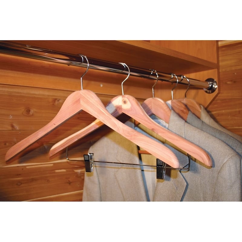 Cedar Wood Top Hanger, Unfinished Curved Hangers with Fresh Cedar Scent and Chrome Swivel Hook