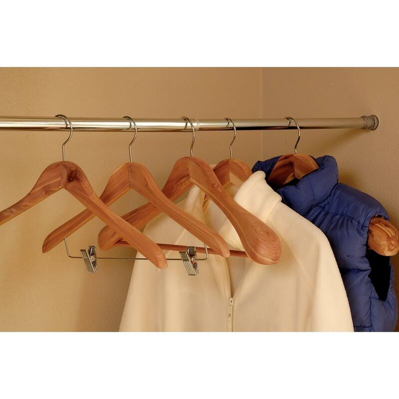Cedar Wood Top Hanger, Unfinished Curved Hangers with Fresh Cedar Scent and Chrome Swivel Hook
