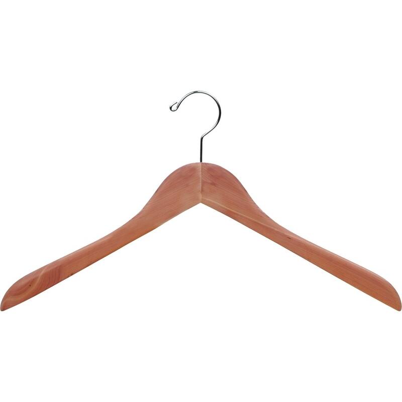 Cedar Wood Top Hanger, Unfinished Curved Hangers with Fresh Cedar Scent and Chrome Swivel Hook