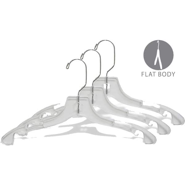 Clear Plastic Kids Top Hanger, Flat Hangers with Notches and Chrome Swivel  Hook, 3 Sizes - On Sale - Bed Bath & Beyond - 17806618