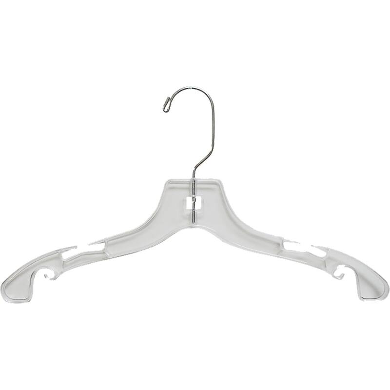 Clear Plastic Kids Top Hanger, Flat Hangers with Notches and Chrome Swivel Hook, 3 Sizes