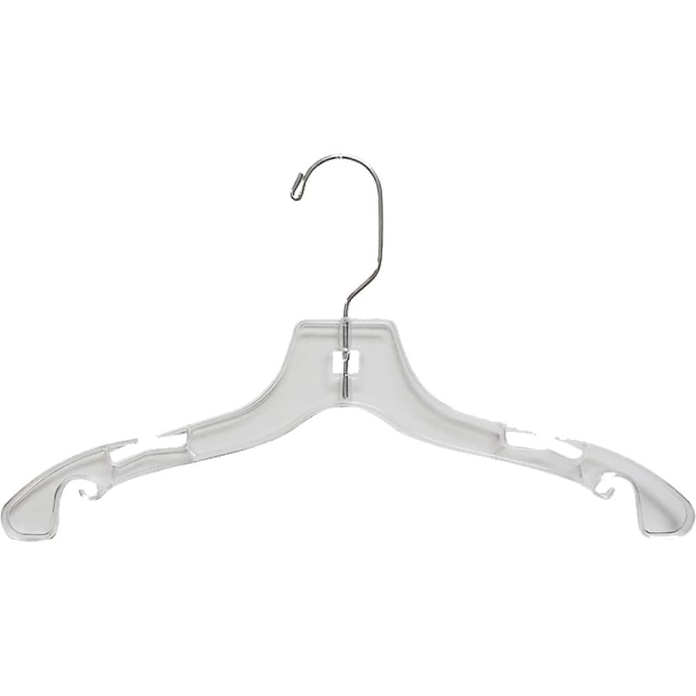 Clear Plastic Kids Top Hanger, Flat Hangers with Notches and Chrome Swivel Hook, 3 Sizes