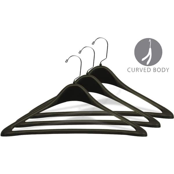 Extra Large Black Plastic Suit Hanger with Fixed Pant Bar, Curved 19 ...