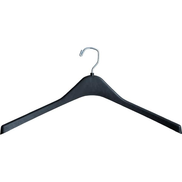 Heavy-Duty Black Plastic Coat Hanger, 1/2 Inch Thick Curved Hangers with  Chrome Swivel Hook - Bed Bath & Beyond - 17806621