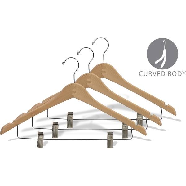 Curved Wooden Top Hanger with Walnut Finish, 1/2 Inch Thick Hangers with  Brass Swivel Hook & Notches For Hanging Straps - On Sale - Bed Bath &  Beyond - 17806554