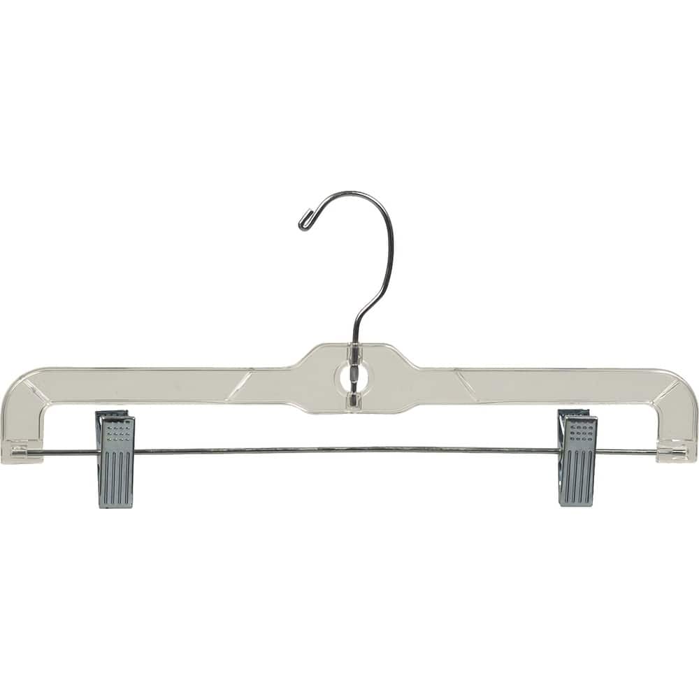 Clear Plastic Kids Bottom Hanger, Box of 100 Small 12 inch Pant hangers with 360 Degree Chrome Swivel Hook