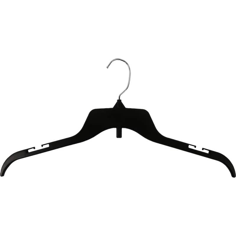 Classic Plastic Top Hanger, Space Saving Shirt Hangers with Chrome Swivel Hook and Notches