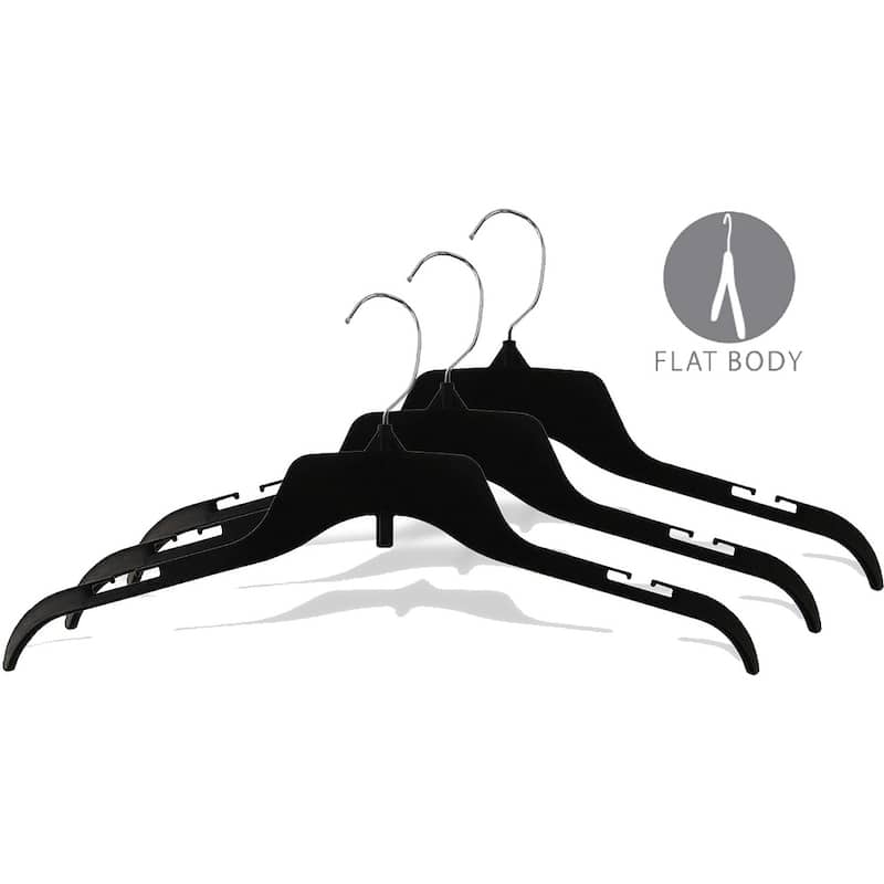 Classic Plastic Top Hanger, Space Saving Shirt Hangers with Chrome Swivel Hook and Notches