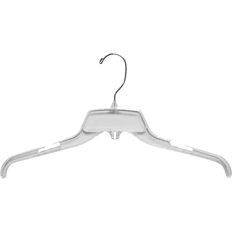 Classic Plastic Top Hanger, Space Saving Shirt Hangers with Chrome Swivel Hook and Notches - Clear/100