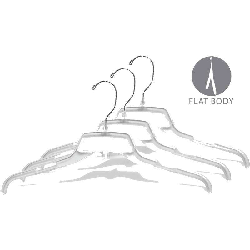 Classic Plastic Top Hanger, Space Saving Shirt Hangers with Chrome Swivel Hook and Notches