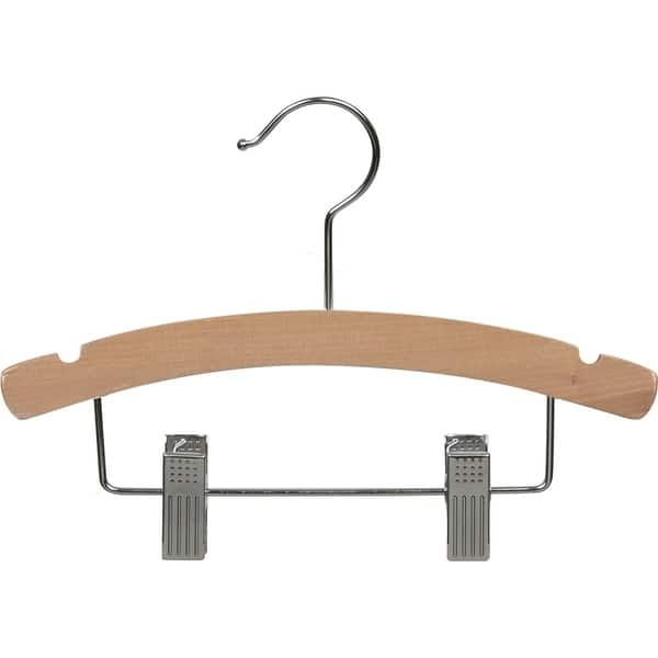 Rounded Wooden Kids Hanger with Natural Finish, 12 Inch Wood Top Hangers  with Chrome Swivel Hook for Childrens Clothes - On Sale - Bed Bath & Beyond  - 17806647