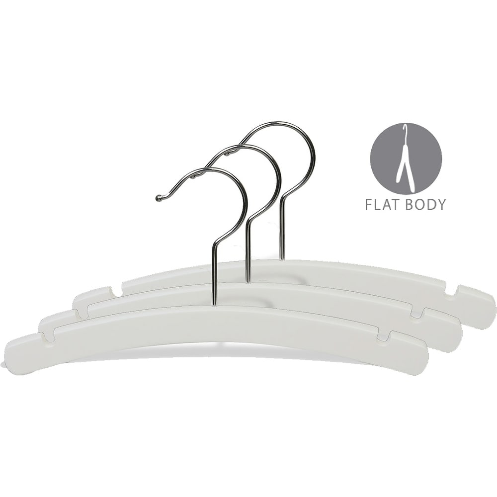 White Arched Wooden Baby Hanger, 10 Inch Wood Top Hangers with Chrome  Swivel Hook for Infant Clothes or Onesie - On Sale - Bed Bath & Beyond -  17806641