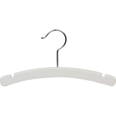 White Arched Wooden Baby Hanger, 10 Inch Wood Top Hangers with Chrome Swivel Hook for Infant Clothes or Onesie
