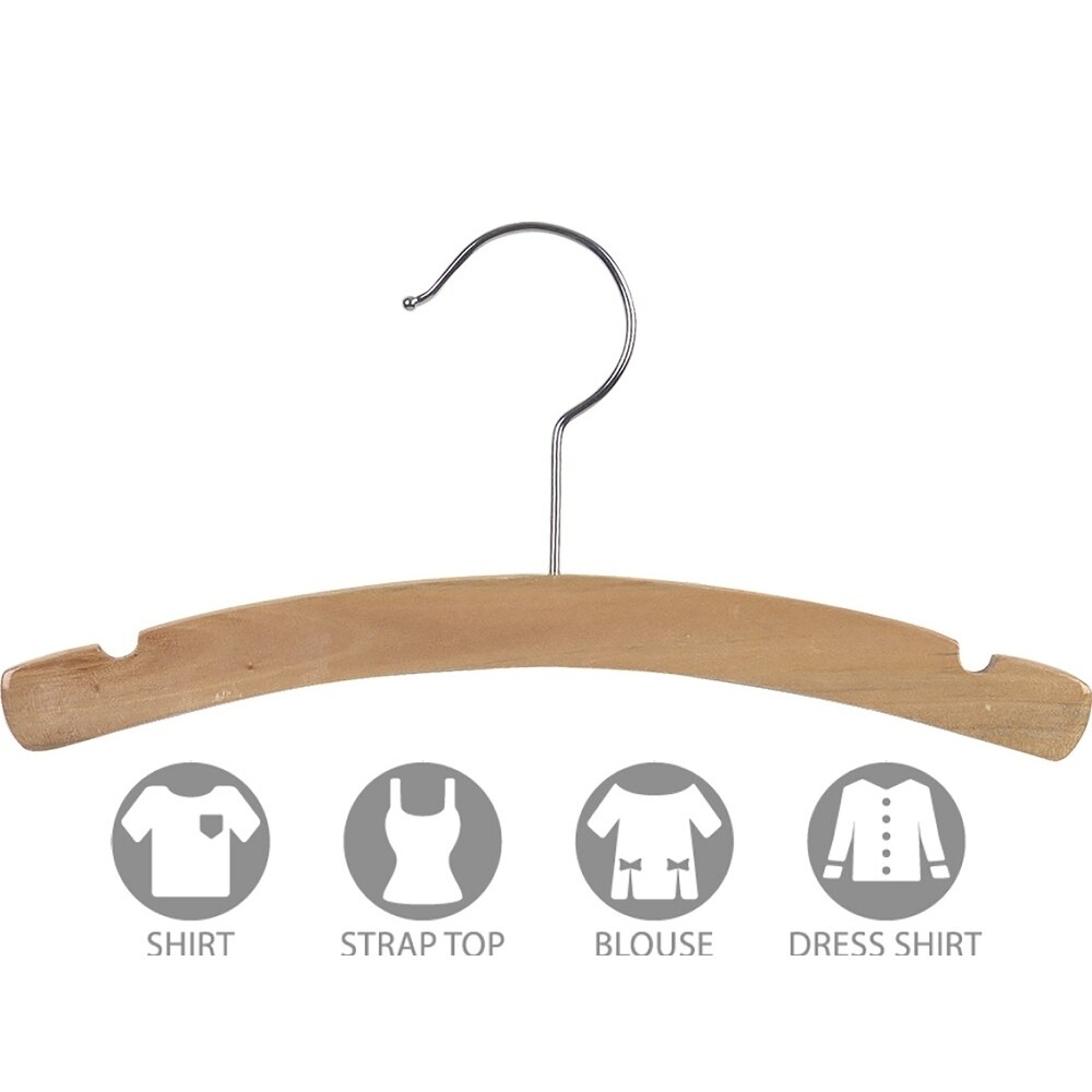 Rounded Wooden Kids Hanger with Natural Finish, 12 Inch Wood Top Hangers  with Chrome Swivel Hook for Childrens Clothes - On Sale - Bed Bath & Beyond  - 17806647