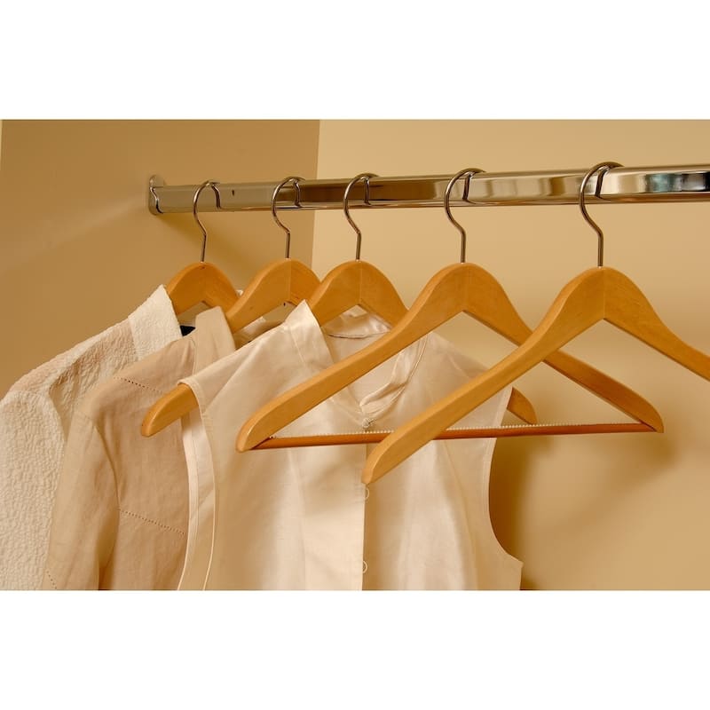 Concave Wooden Top Hanger with Natural Finish, Thick Curved Coat Hangers with Chrome Swivel Hook for Jackets or Fine Shirts